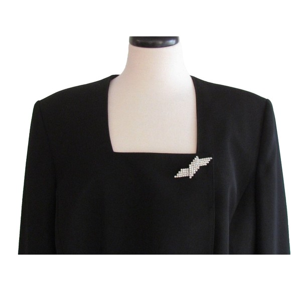 Vintage Designer Solini New York Black Square Neck Fox Fur Cuffs Jacket 16.R - Picture 7 of 16